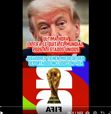 No, el video donde se sostiene que la FIFA excluye a Estados Unidos de América como sede del mundial 2026 es falso.