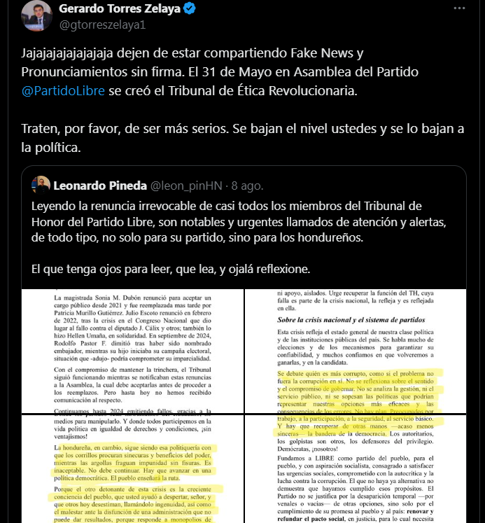 Si, miembros del Tribunal de Honor habrían renunciado, sin prueba oficial de la creación del nuevo órgano.