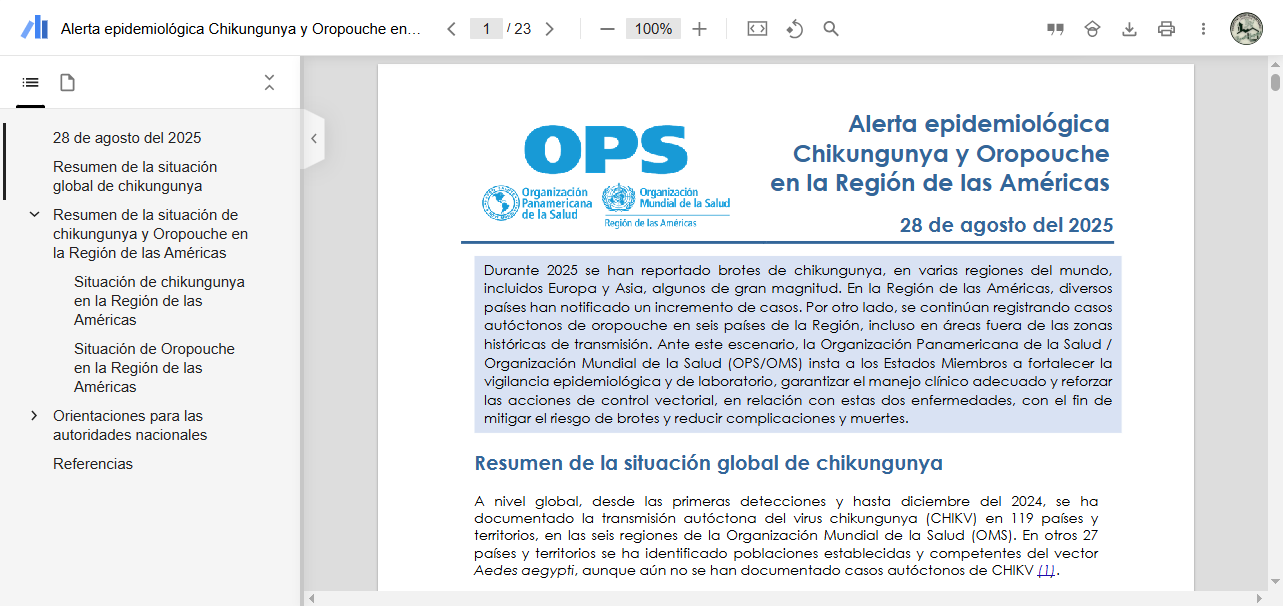 Alerta epidemiológica Chikungunya y Oropouche en la Región de las Américas