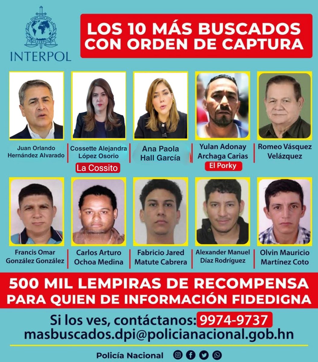No, esta no es una imagen de los 10 más buscados de Honduras que incluyen a las consejeras del CNE