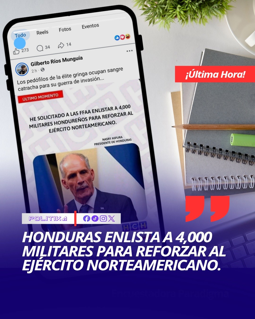 No, Asfura no ha solicitado enlistar 4,000 militares hondureños en apoyo a EE. UU.