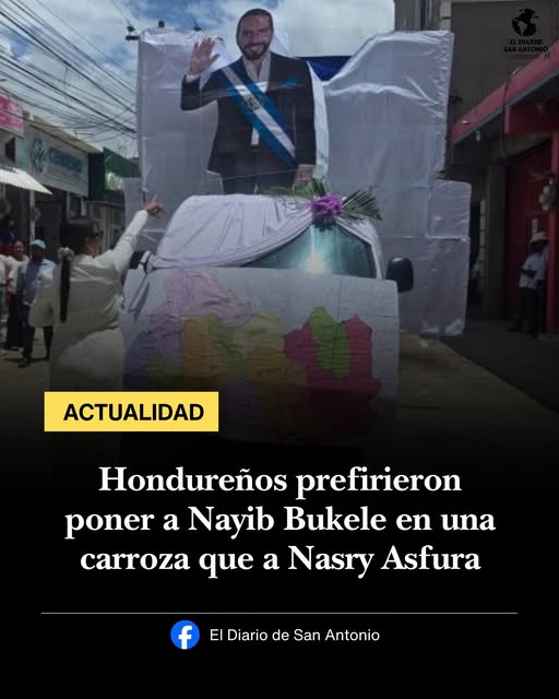 Sí, carroza en desfiles en Yoro sí llevaba la imagen de Nayib Bukele